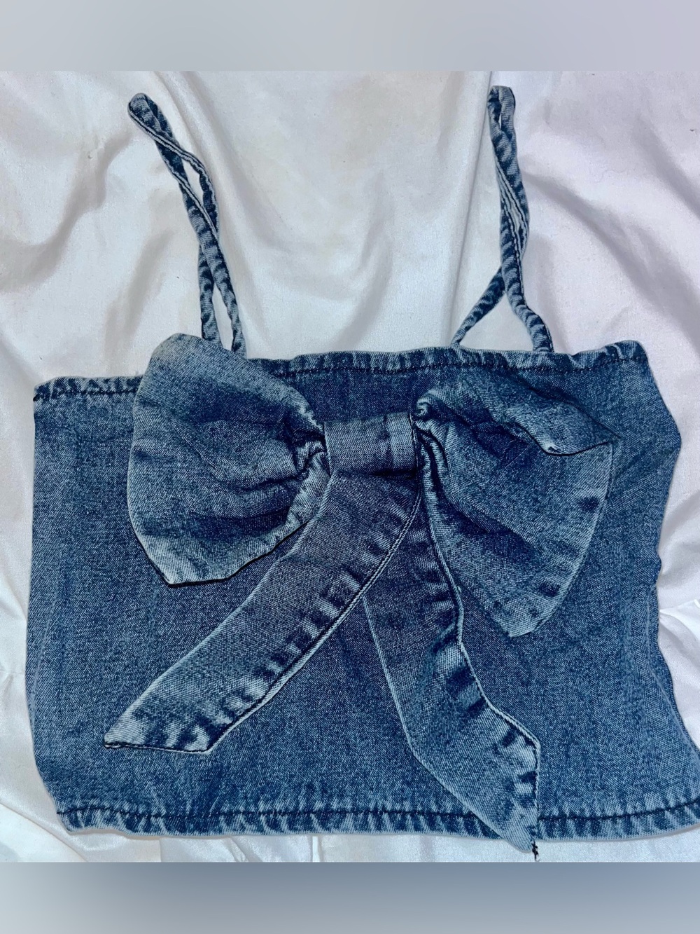 Denim Bow Tube Top - Blue girls 6/7